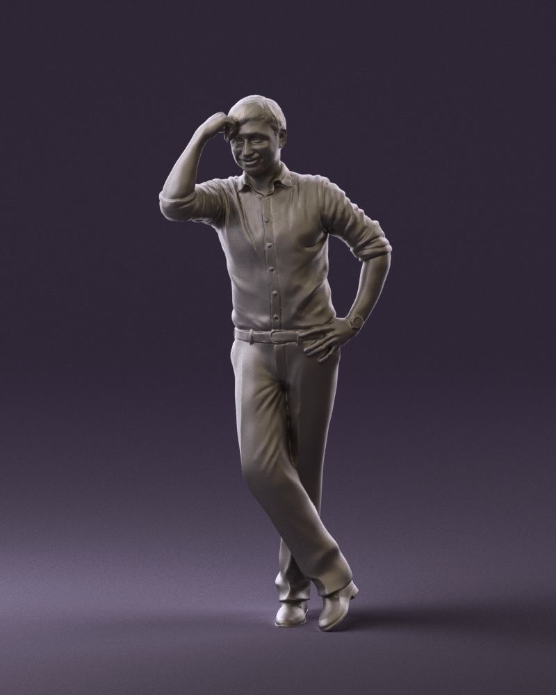 Man in white top smiling 0645 3D model_34