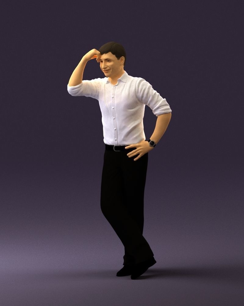 Man in white top smiling 0645 3D model_30