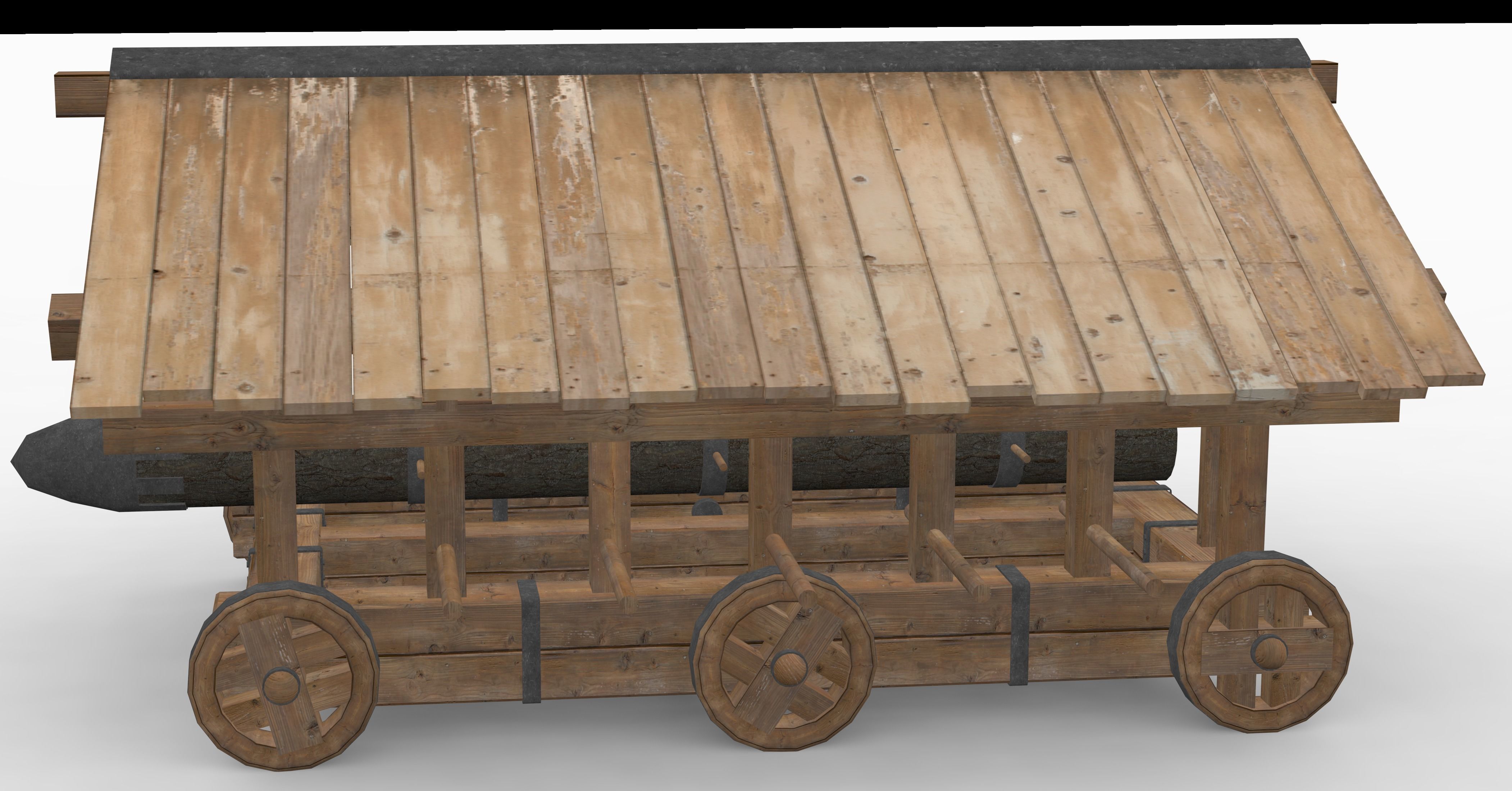 Medieval Battering Ram Low-poly 3D model_2
