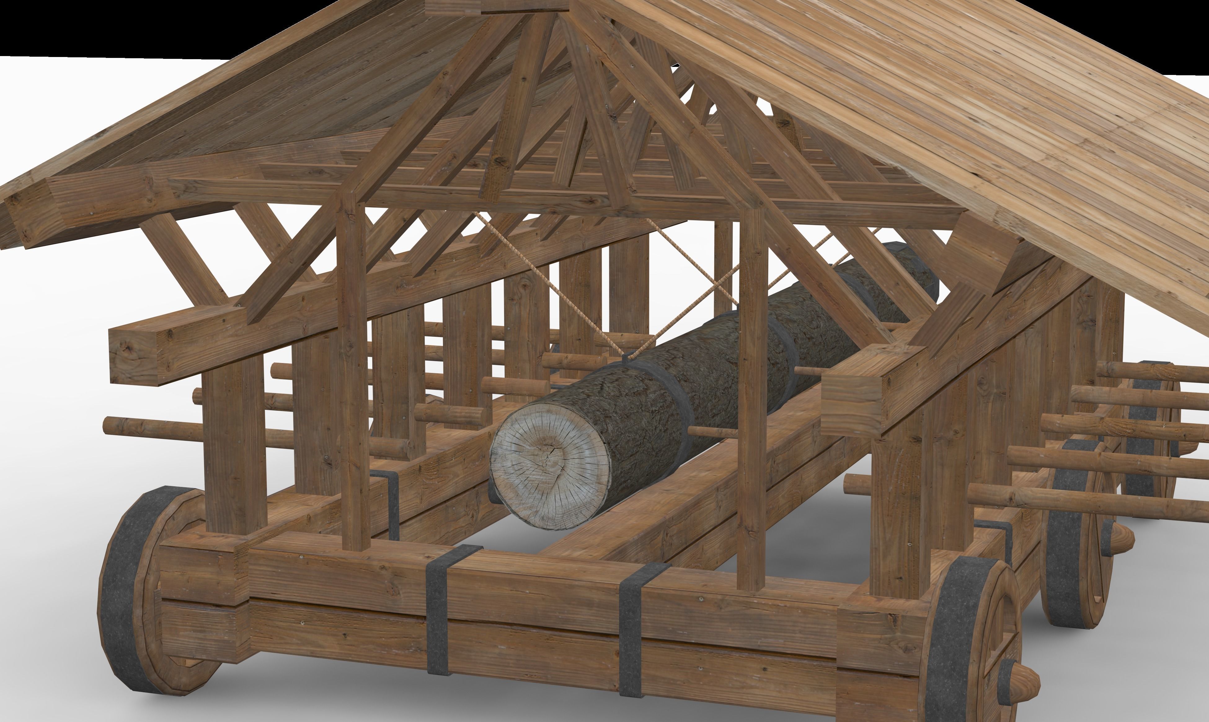 Medieval Battering Ram Low-poly 3D model_1
