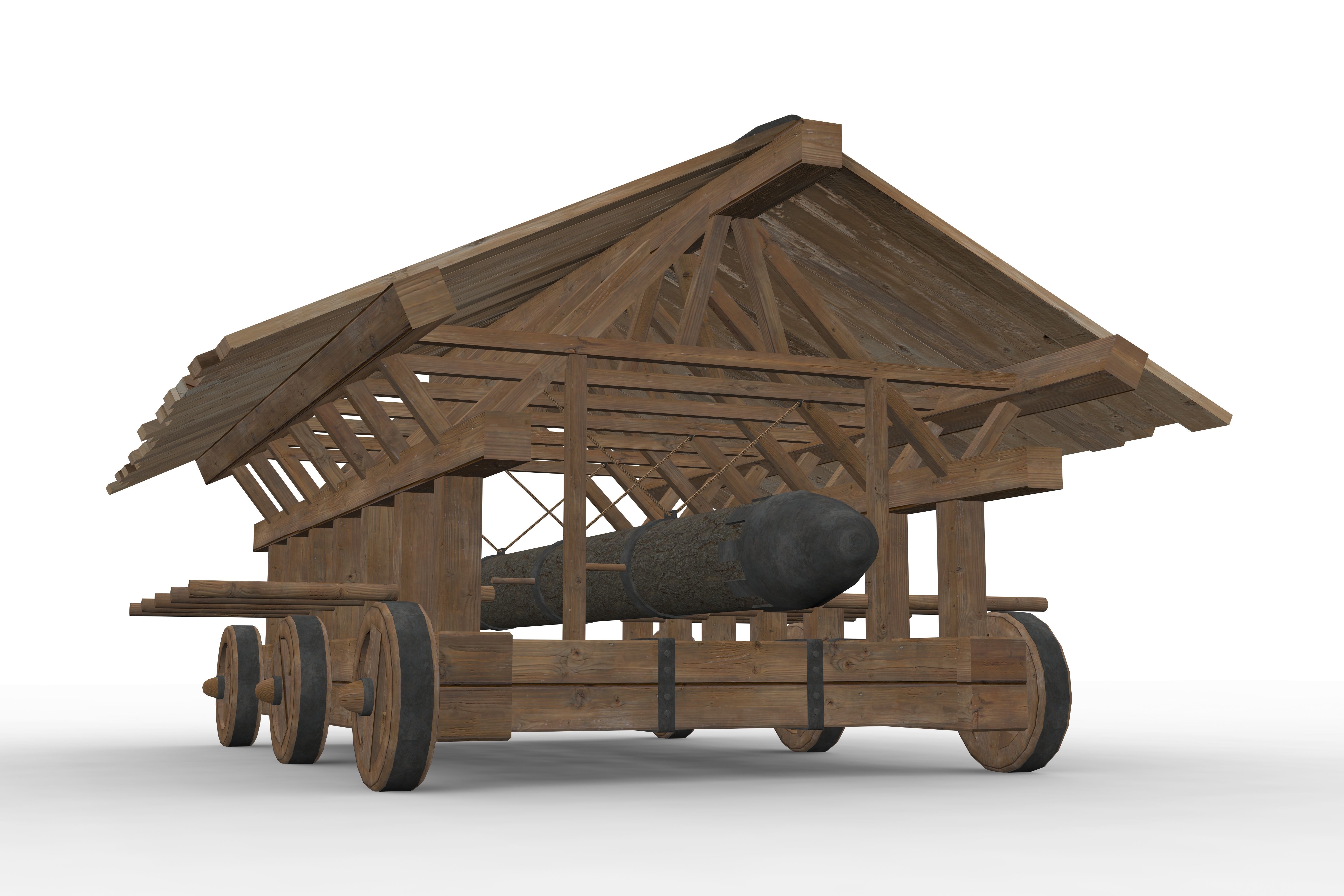 Medieval Battering Ram Low-poly 3D model_5