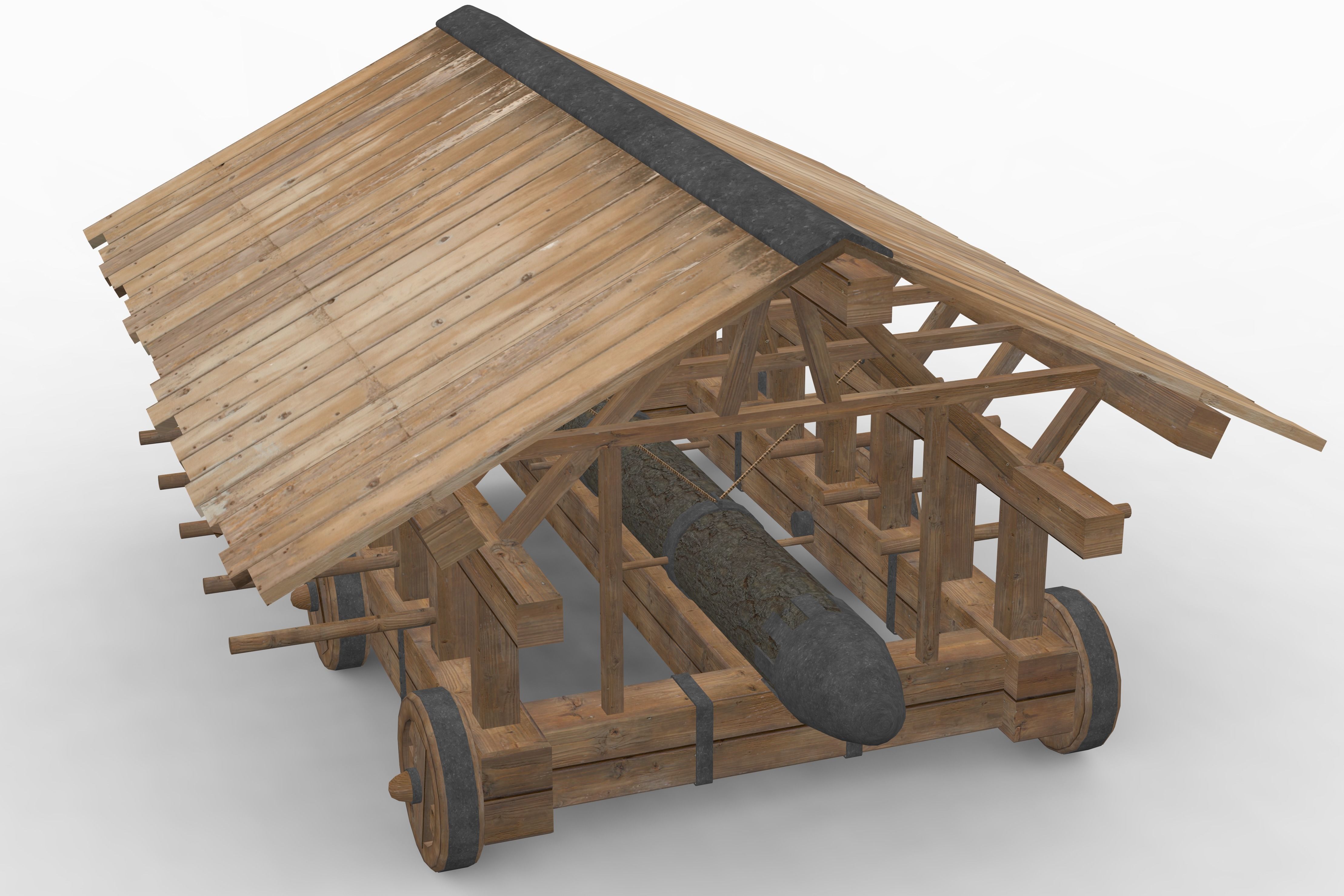 Medieval Battering Ram Low-poly 3D model_3
