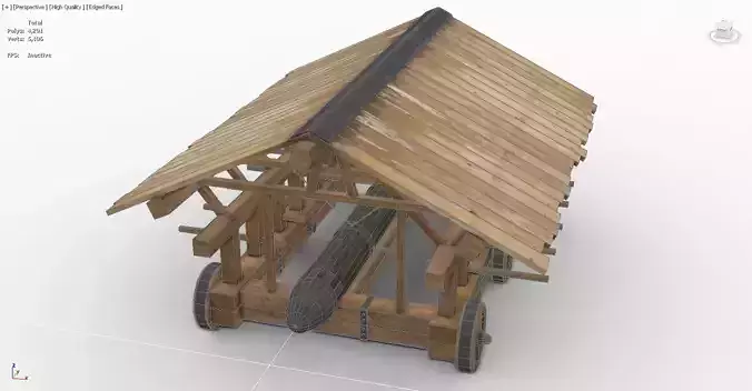 Medieval Battering Ram Low-poly 3D model
