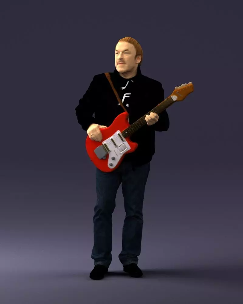 000349 Man Playing Electric Guitar STL Miniature 3D print model