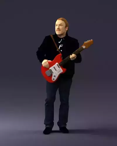 000349 Man Playing Electric Guitar STL Miniature