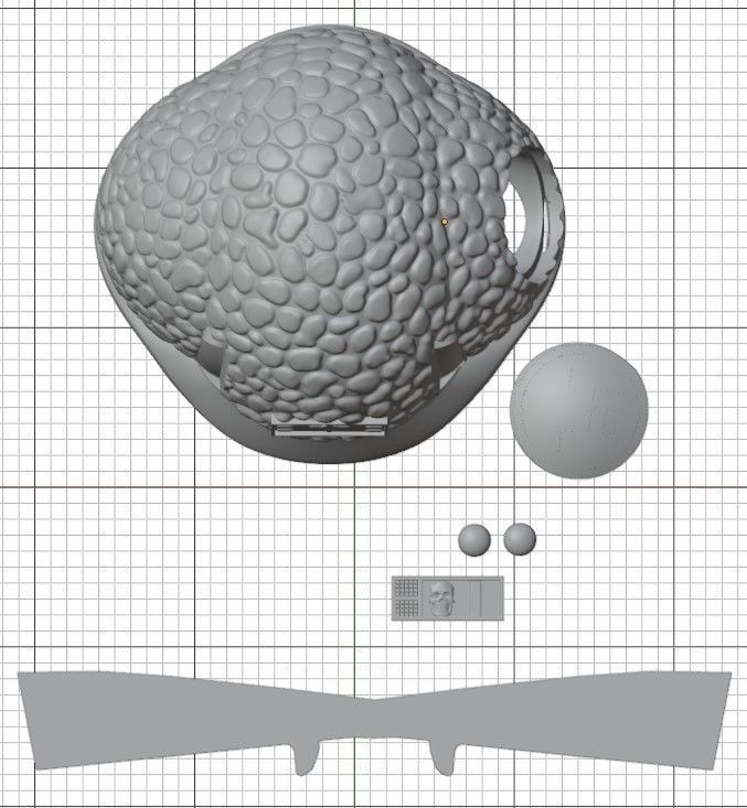 2000ad Rogue Trooper Helmet Helm and Bio Chip 3D print model_2