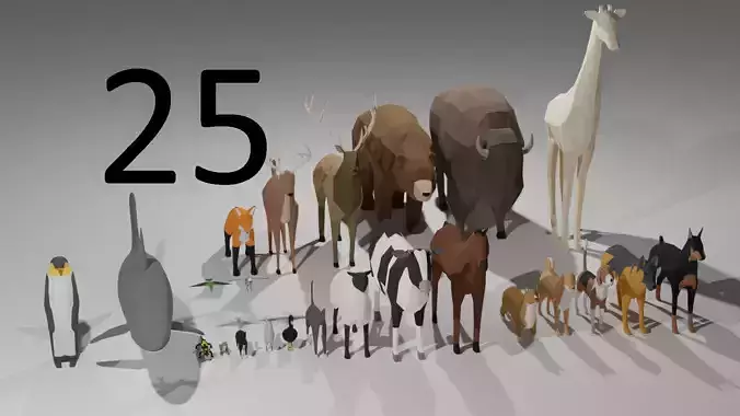 LowPoly Animals Pack  Low-poly 3D model