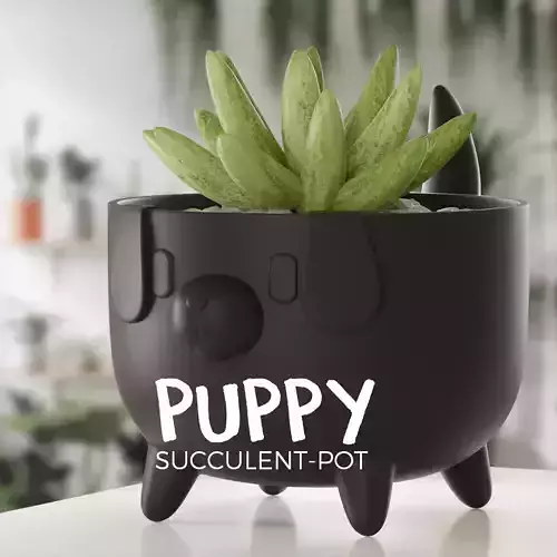 Puppy Succulent Pot - Planter - Plant For 3D Print 3D print model