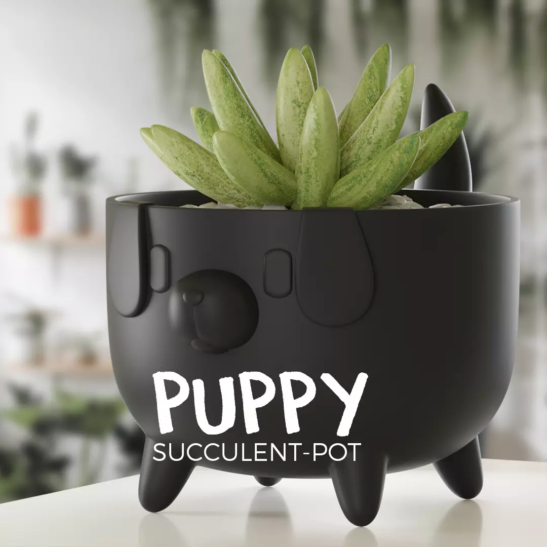 Puppy Succulent Pot - Planter - Plant For 3D Print 3D print model