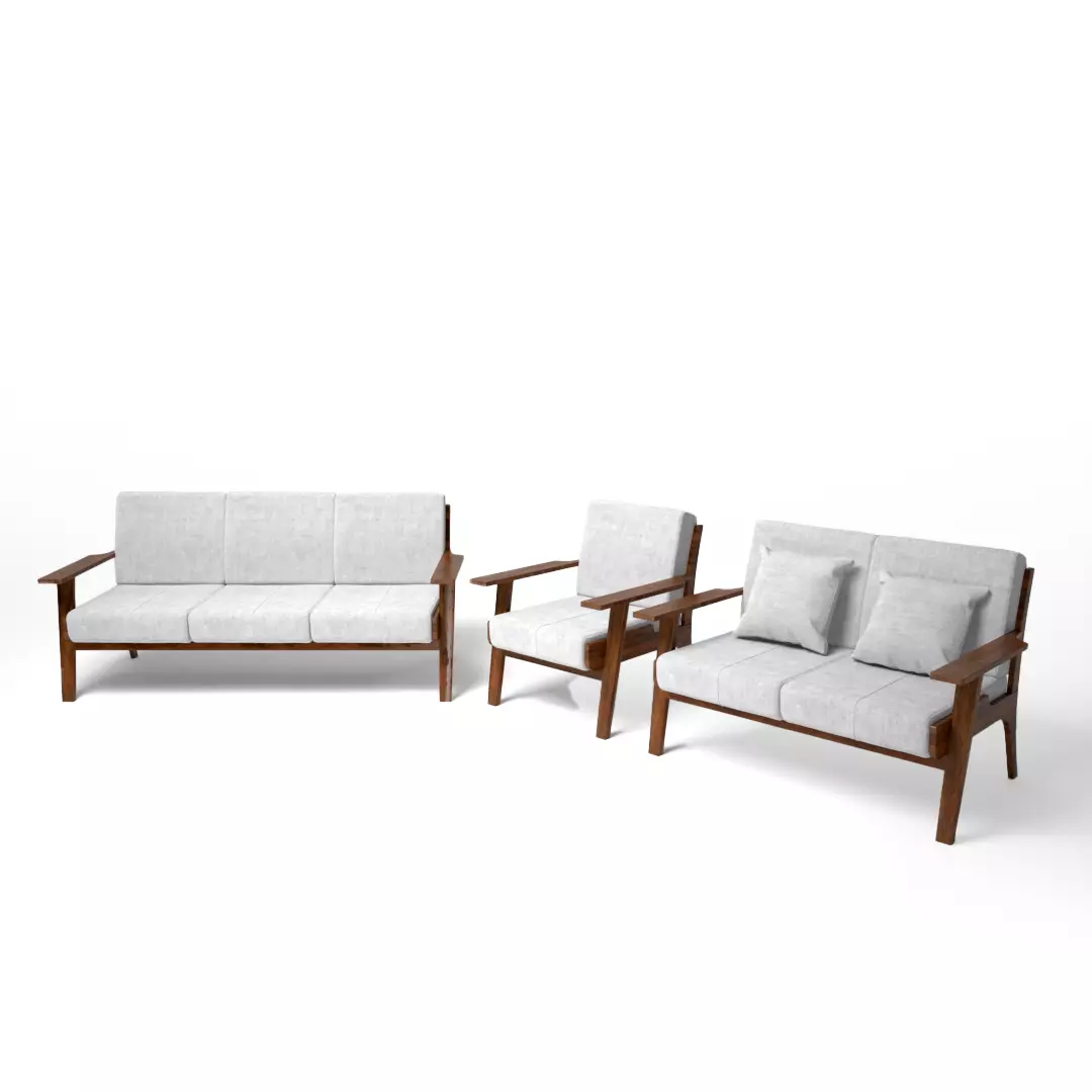 Wooden Sofa Free 3D model_0
