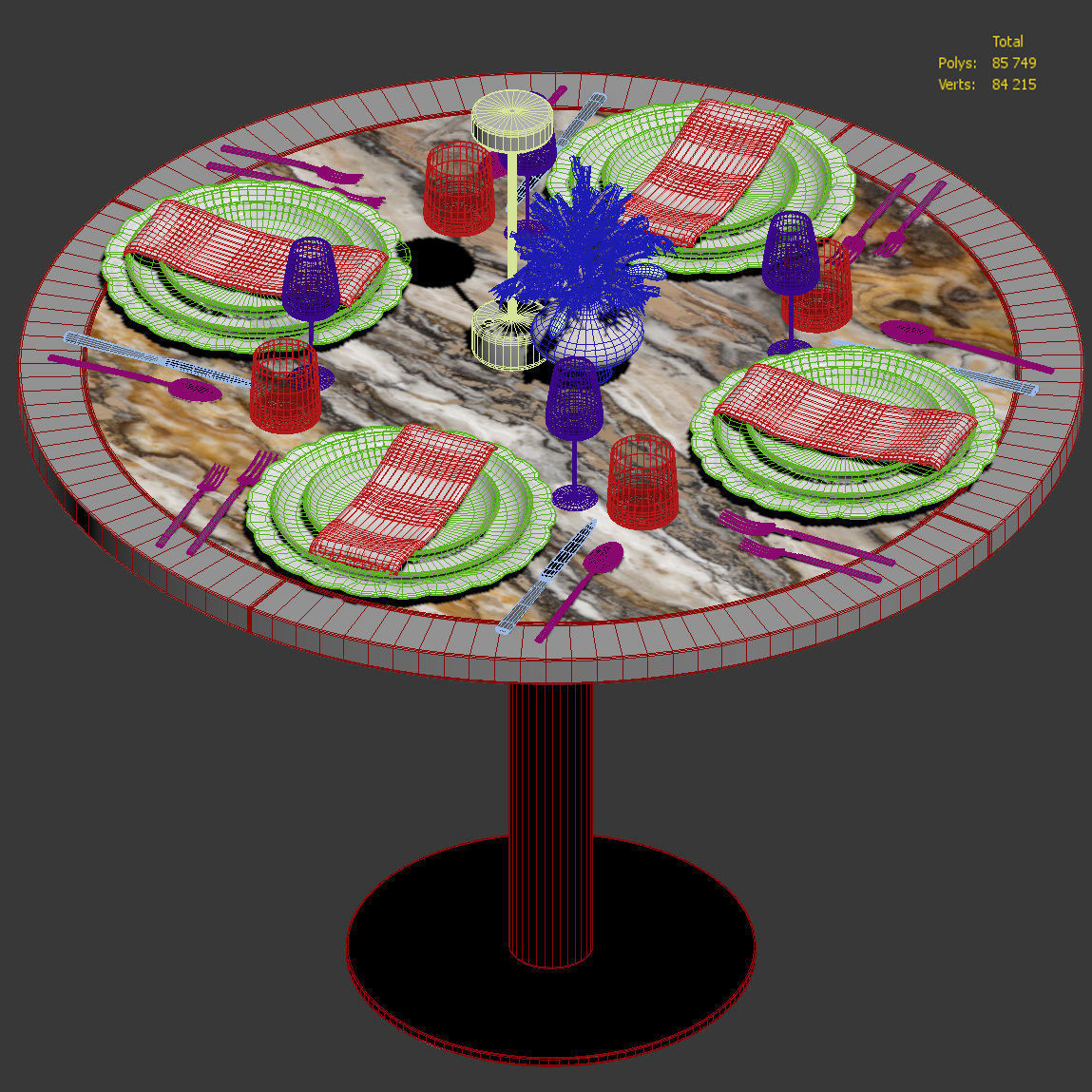 Table setting for a cafe or restaurant 3D model_3