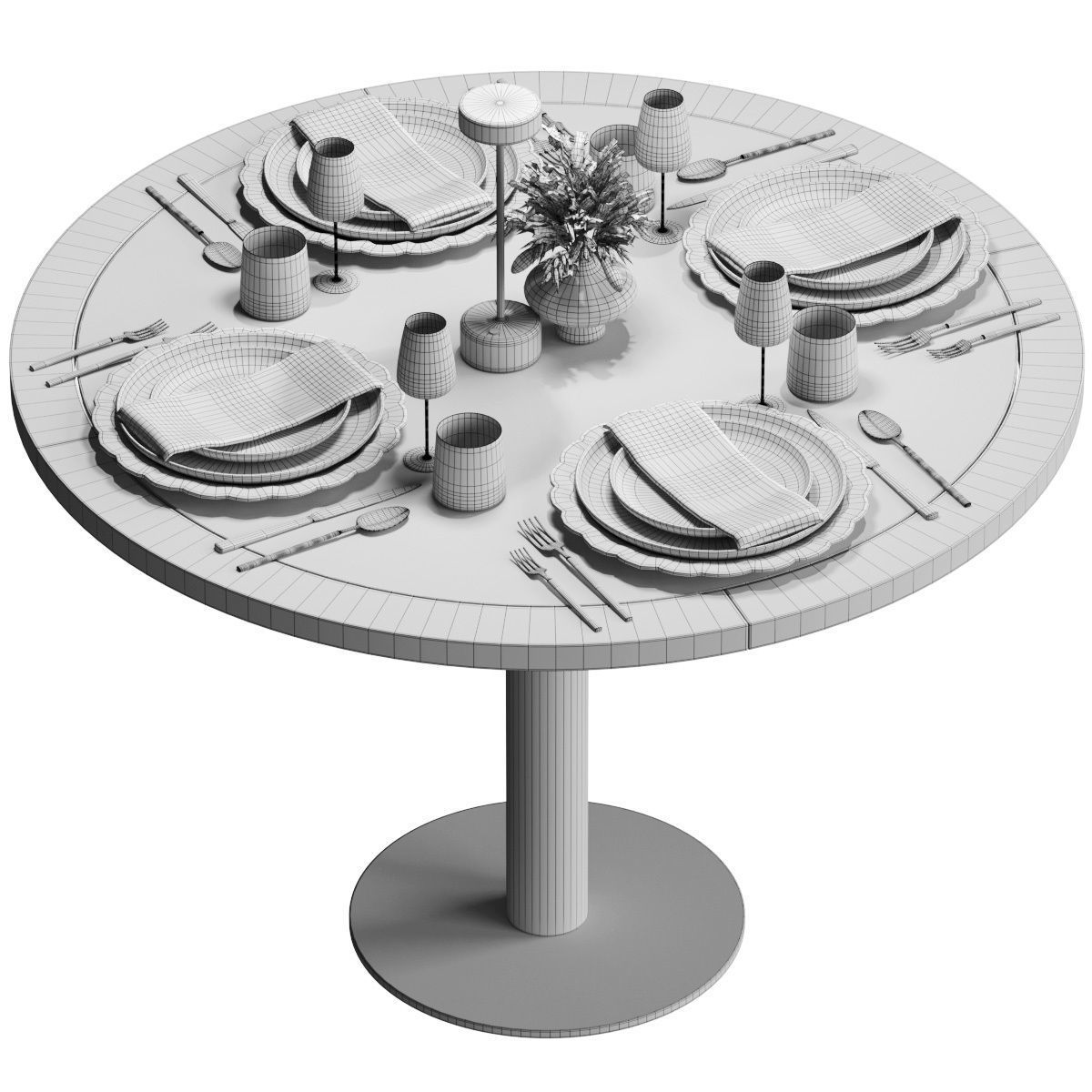 Table setting for a cafe or restaurant 3D model_1