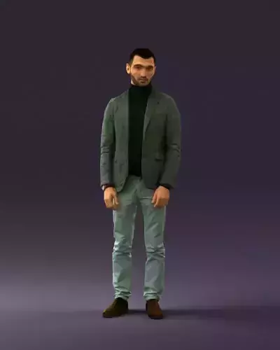 Man in gray top whire gray 0613 3D Print Ready