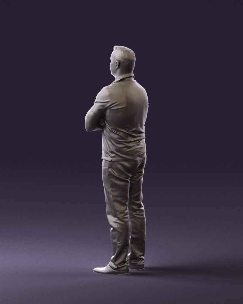 Man in dark blue polo cross hands 0817 3D model_22