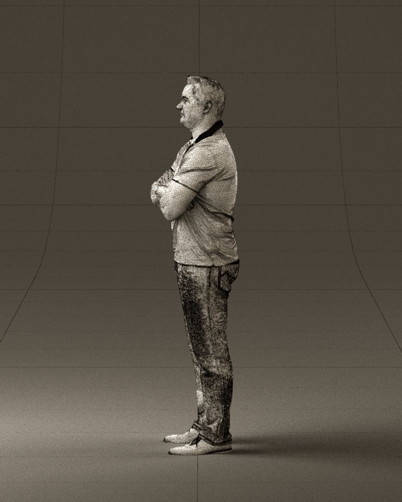 Man in dark blue polo cross hands 0817 3D model_26