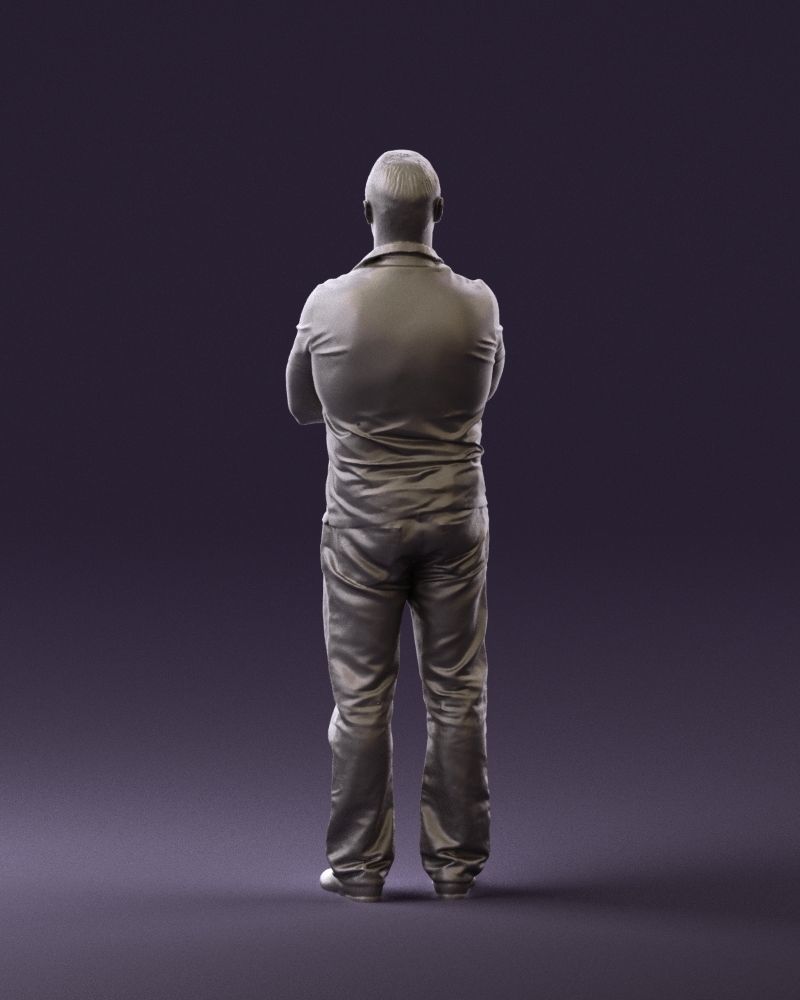 Man in dark blue polo cross hands 0817 3D model_19