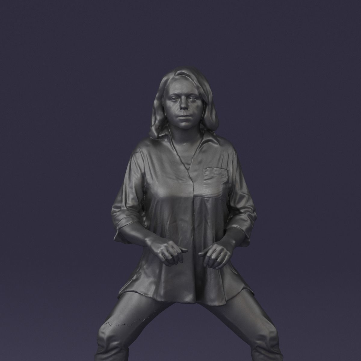 woman long hairs in horse seat pose 1083 3D Print Ready 3D print model_25