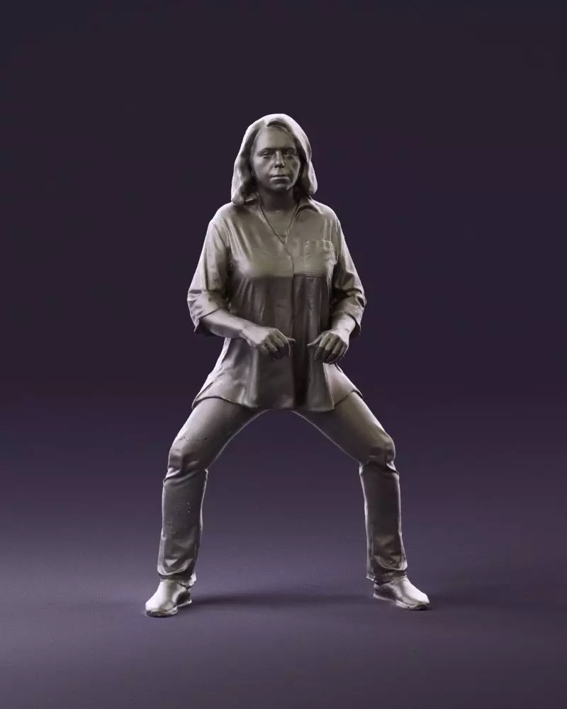 woman long hairs in horse seat pose 1083 3D Print Ready 3D print model_0