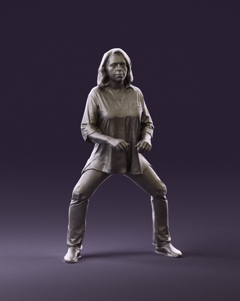 woman long hairs in horse seat pose 1083 3D Print Ready 3D print model_1