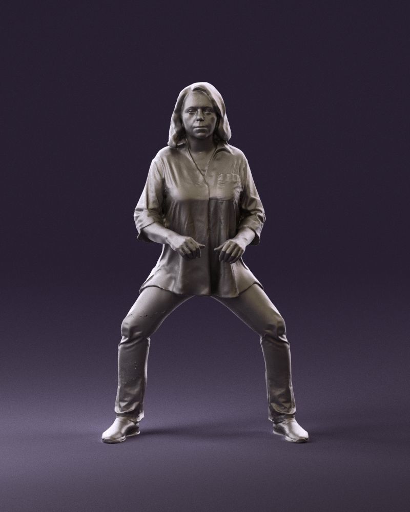 woman long hairs in horse seat pose 1083 3D Print Ready 3D print model_11