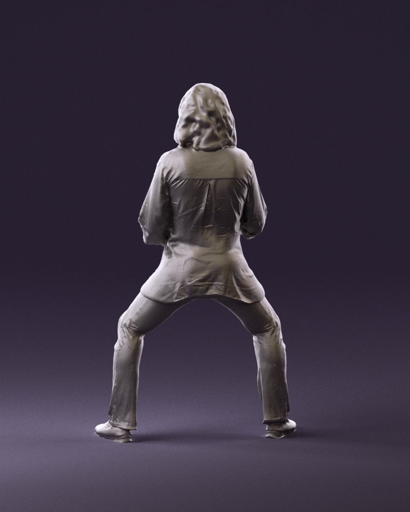 woman long hairs in horse seat pose 1083 3D Print Ready 3D print model_6