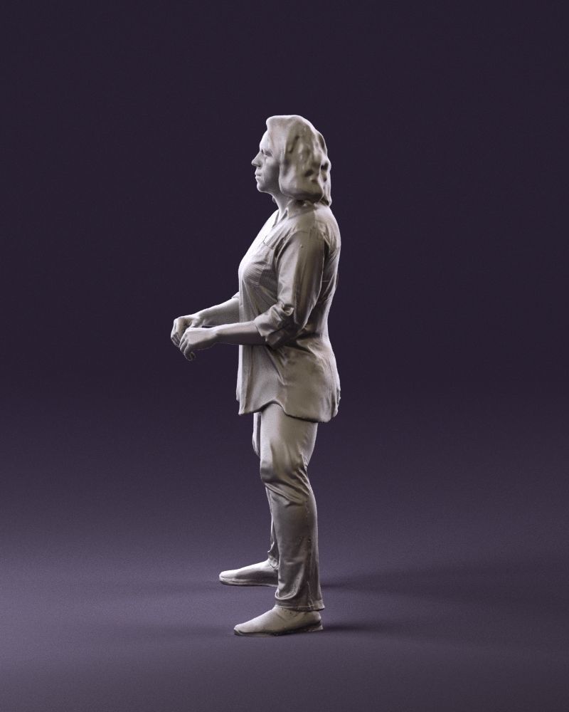 woman long hairs in horse seat pose 1083 3D Print Ready 3D print model_8