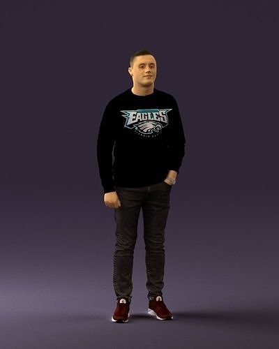 Man in black jersey eagles 0553 3D Print Ready 3D print model