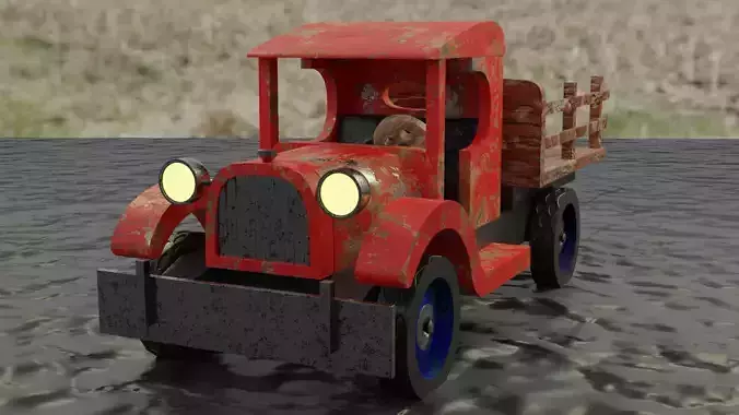 Car truck rustic Low-poly 3D model