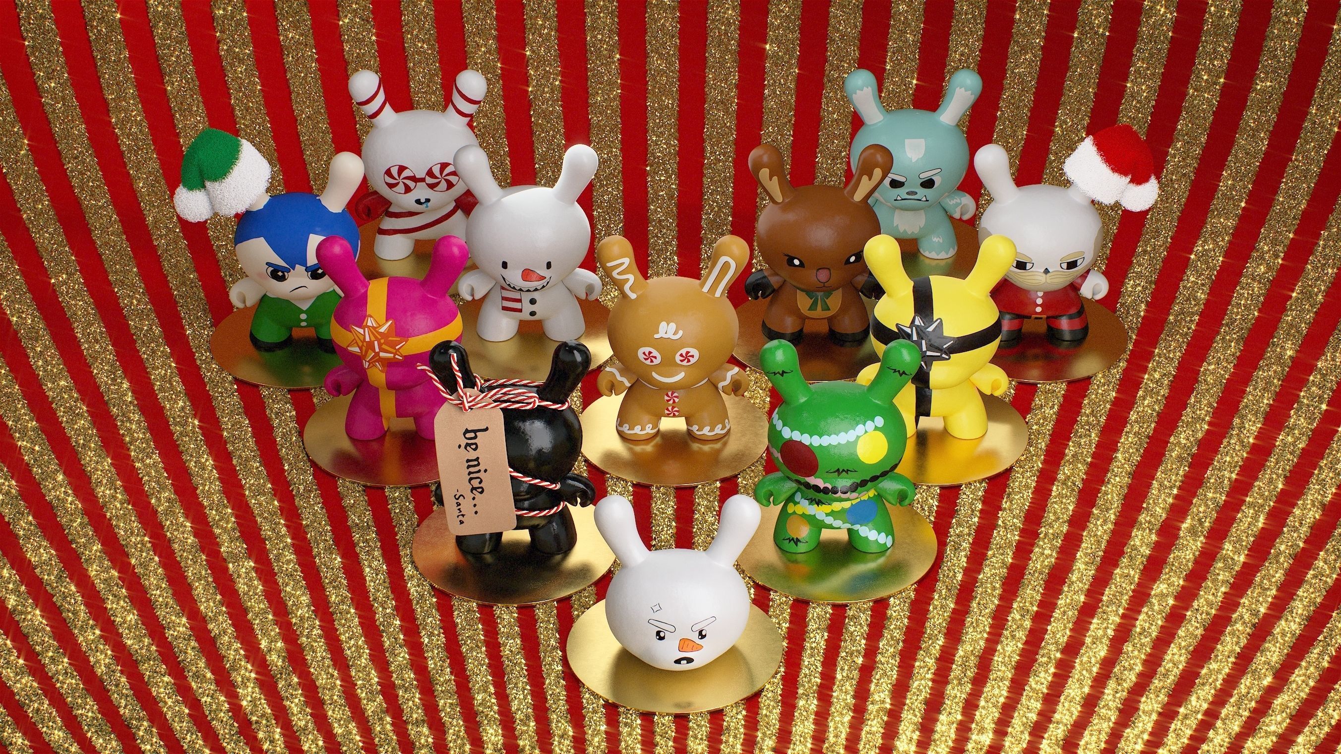 Kidrobot Cookie 12 inch Christmas Set Dunny 3D model_22