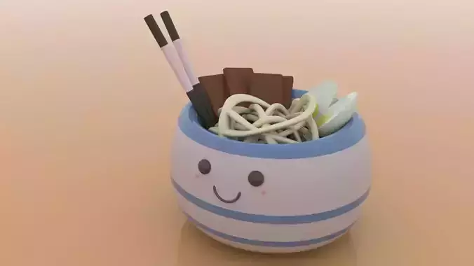 Cute little breakfast Low-poly 3D model