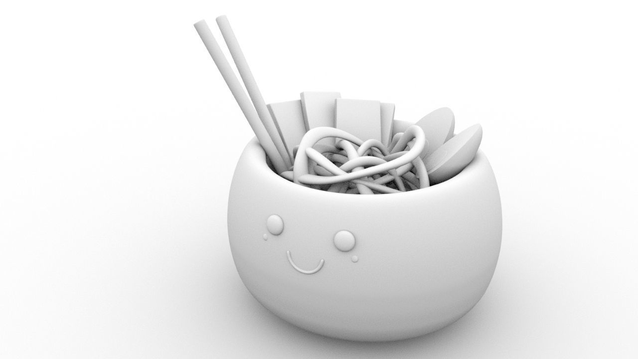 Cute little breakfast Low-poly 3D model_1