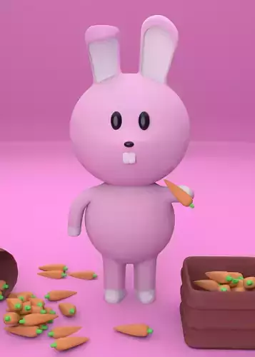 3d Rabbit bunny with carrots