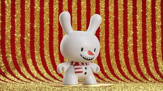 Kidrobot Snowman 12 inch Christmas Set Dunny 3D model