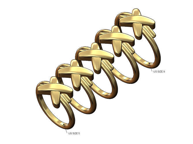 Overlapping X wire band US sizes 5to9 3D print model