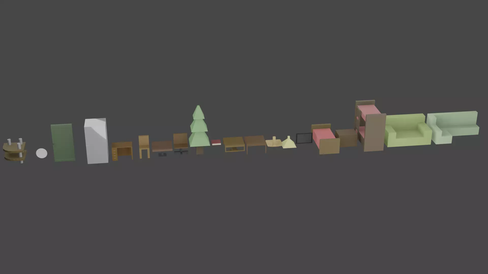 pack of 20 polw poly models for interior Low-poly 3D model