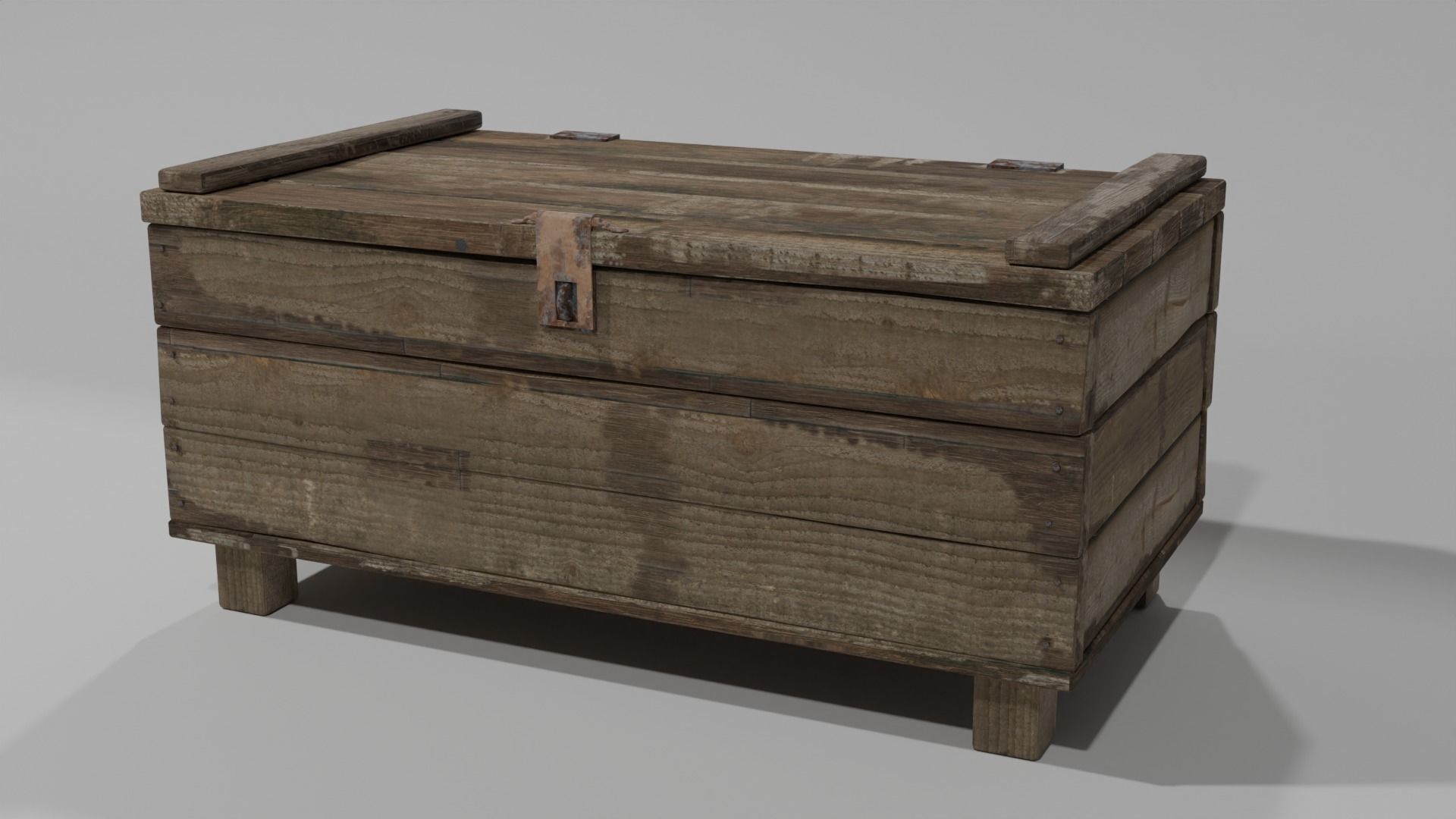 Old Damaged Wood Treasure Box 3D model_3