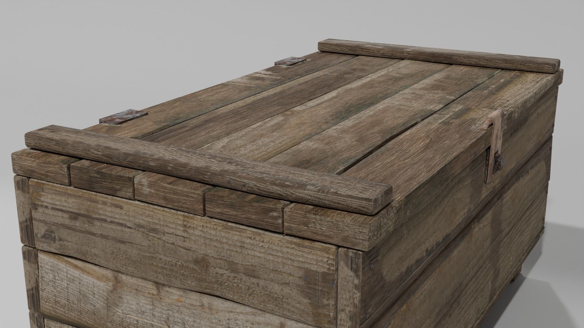 Old Damaged Wood Treasure Box 3D model_4