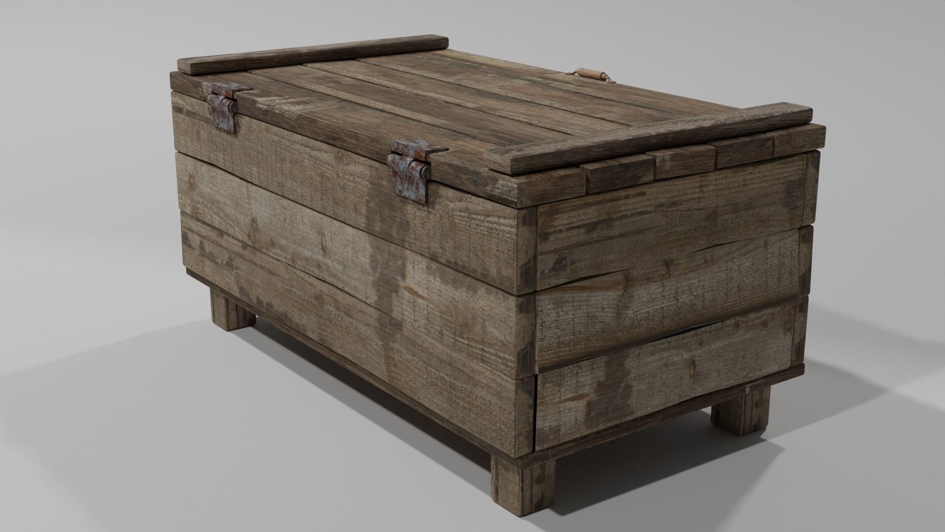 Old Damaged Wood Treasure Box 3D model_2