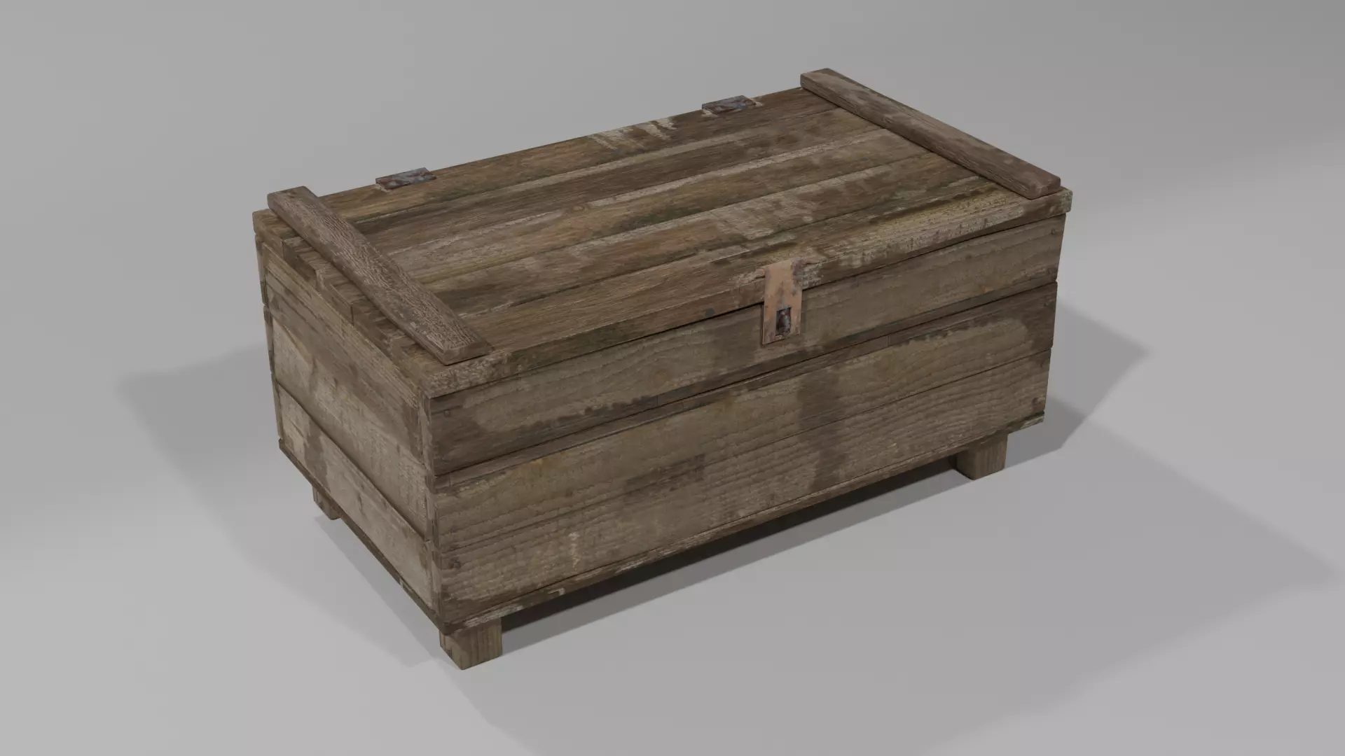 Old Damaged Wood Treasure Box 3D model_0
