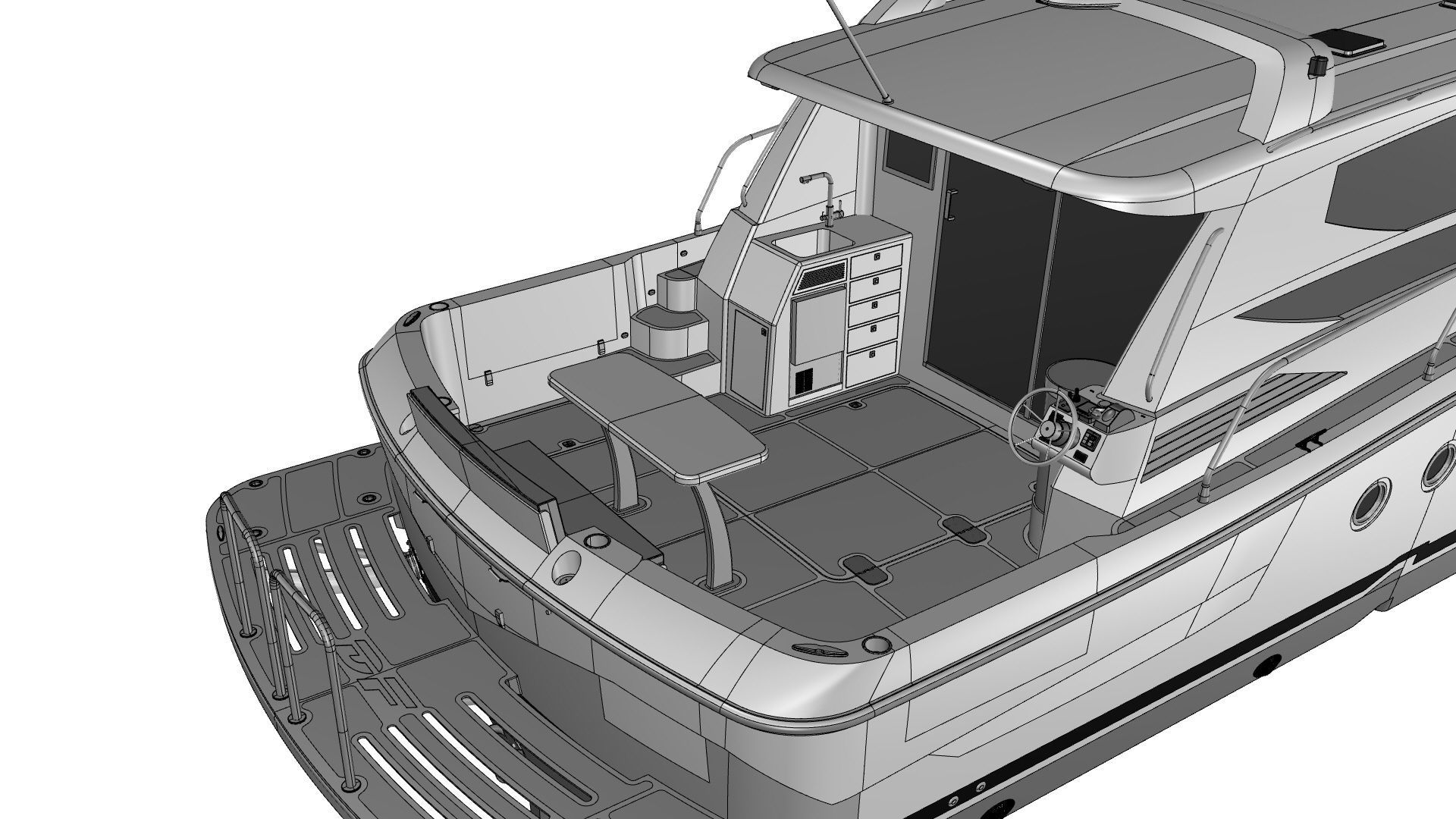 36 Foot Motor Boat 3D model_16