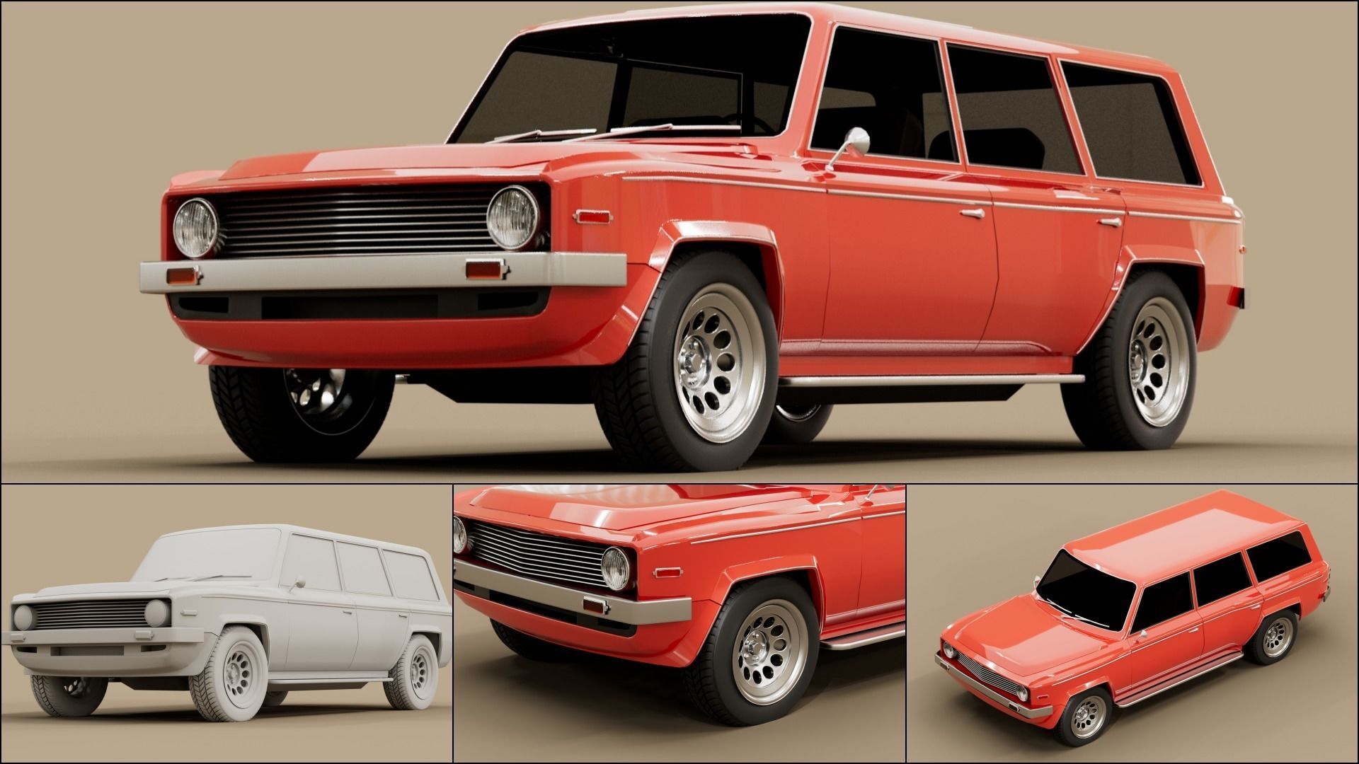 70s generic truck suv pack 3D Model Collection_1