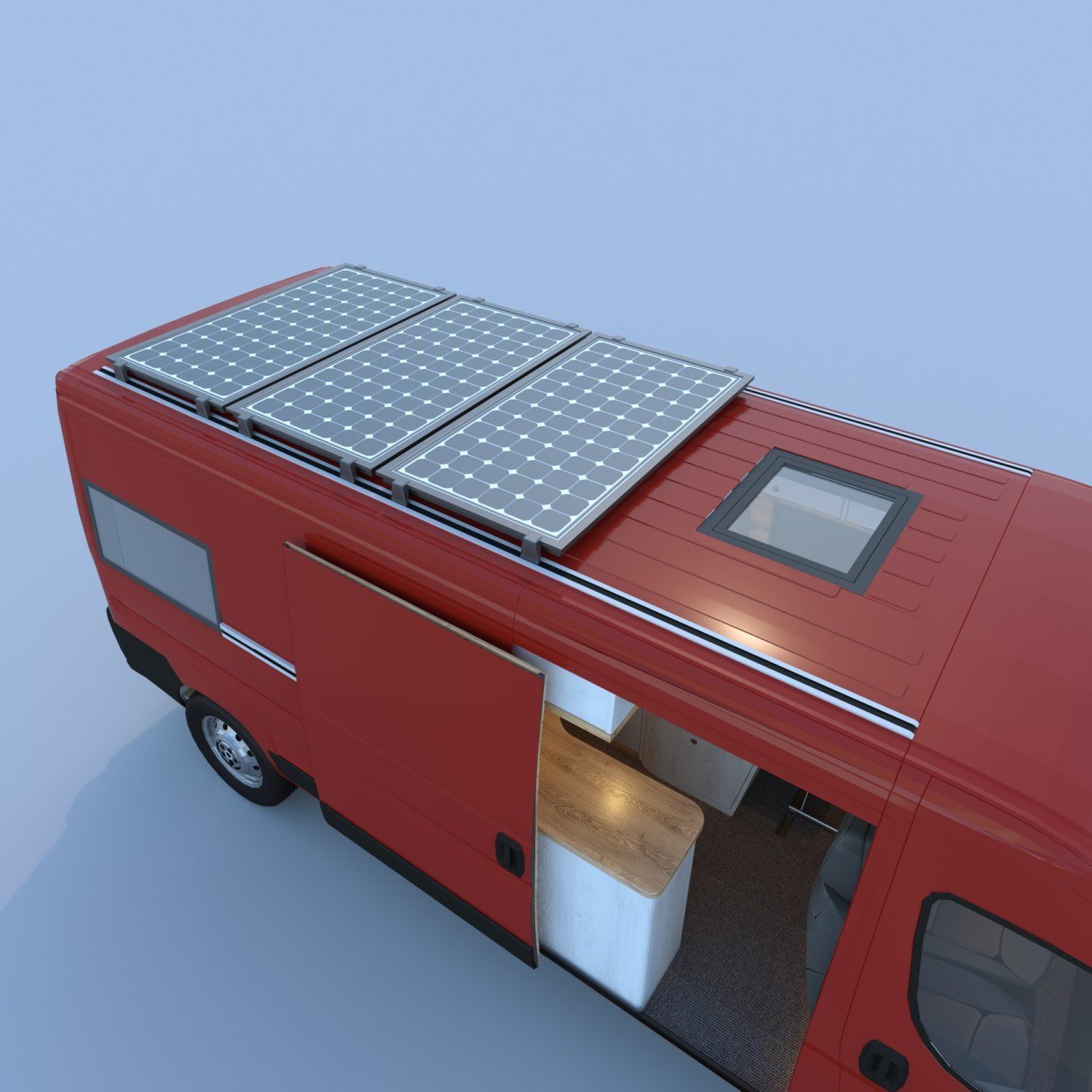 Fiat Ducato Camper Van Interior Design Low-poly 3D model_10