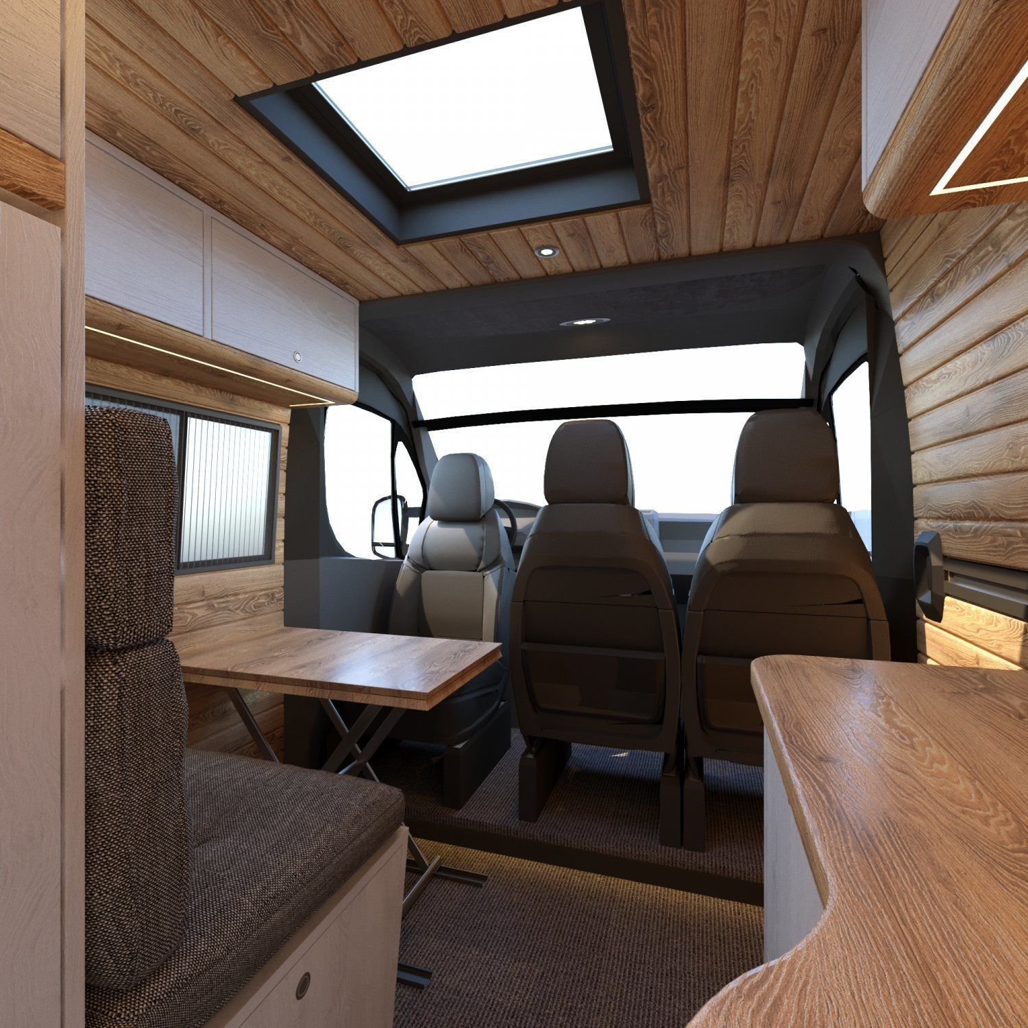 Fiat Ducato Camper Van Interior Design Low-poly 3D model_2