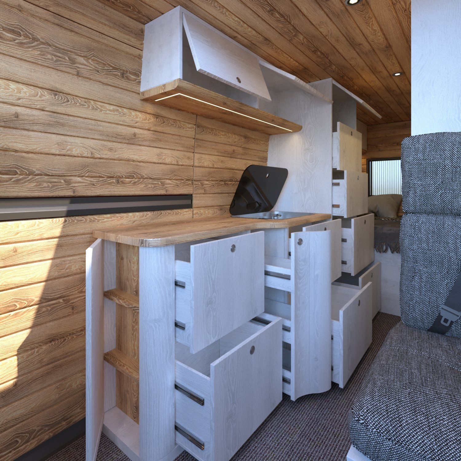 Fiat Ducato Camper Van Interior Design Low-poly 3D model_5