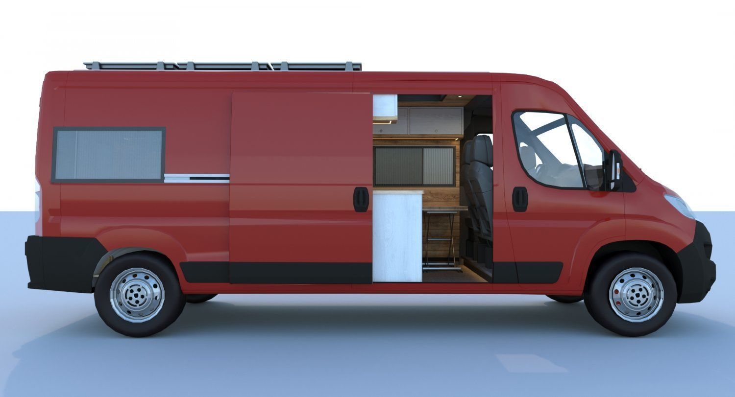 Fiat Ducato Camper Van Interior Design Low-poly 3D model_1