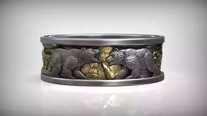 Nordic Viking Polar Bear Wedding Band 3D print model