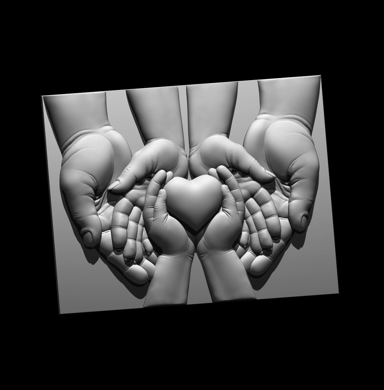 Heart in hand 3D print model 3D print model_4