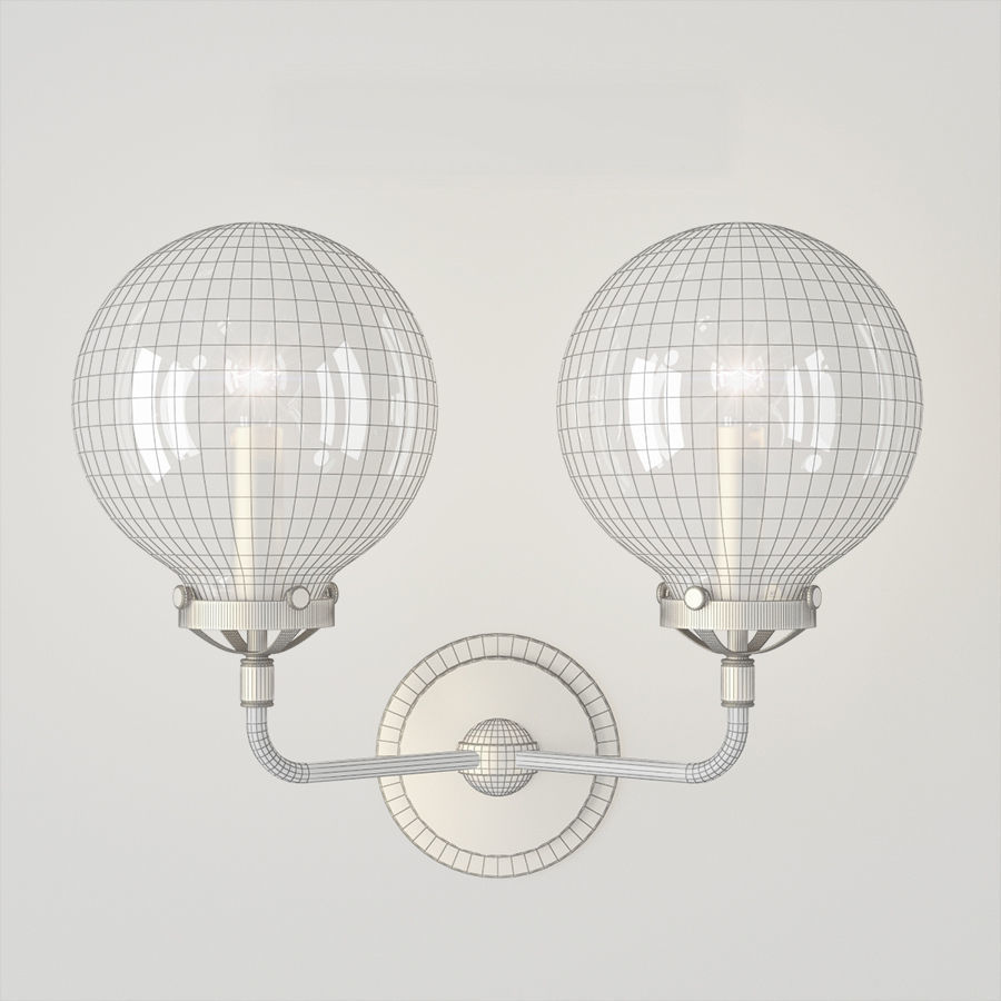 bra bistro globe clear glass double sconce brass 3D model_3