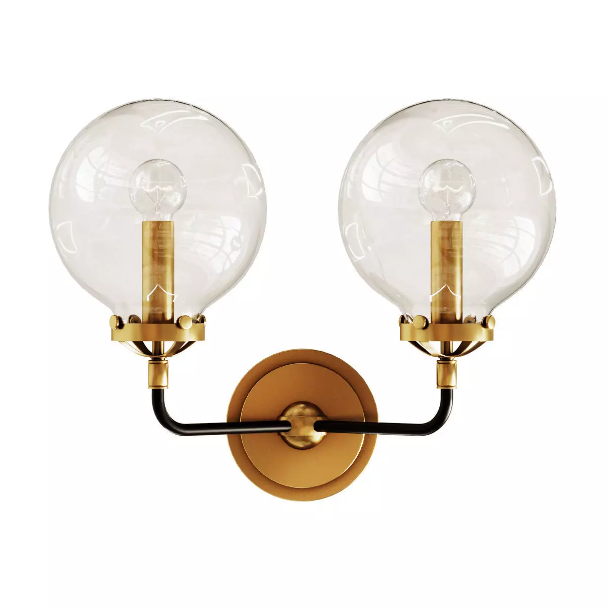 bra bistro globe clear glass double sconce brass 3D model_0