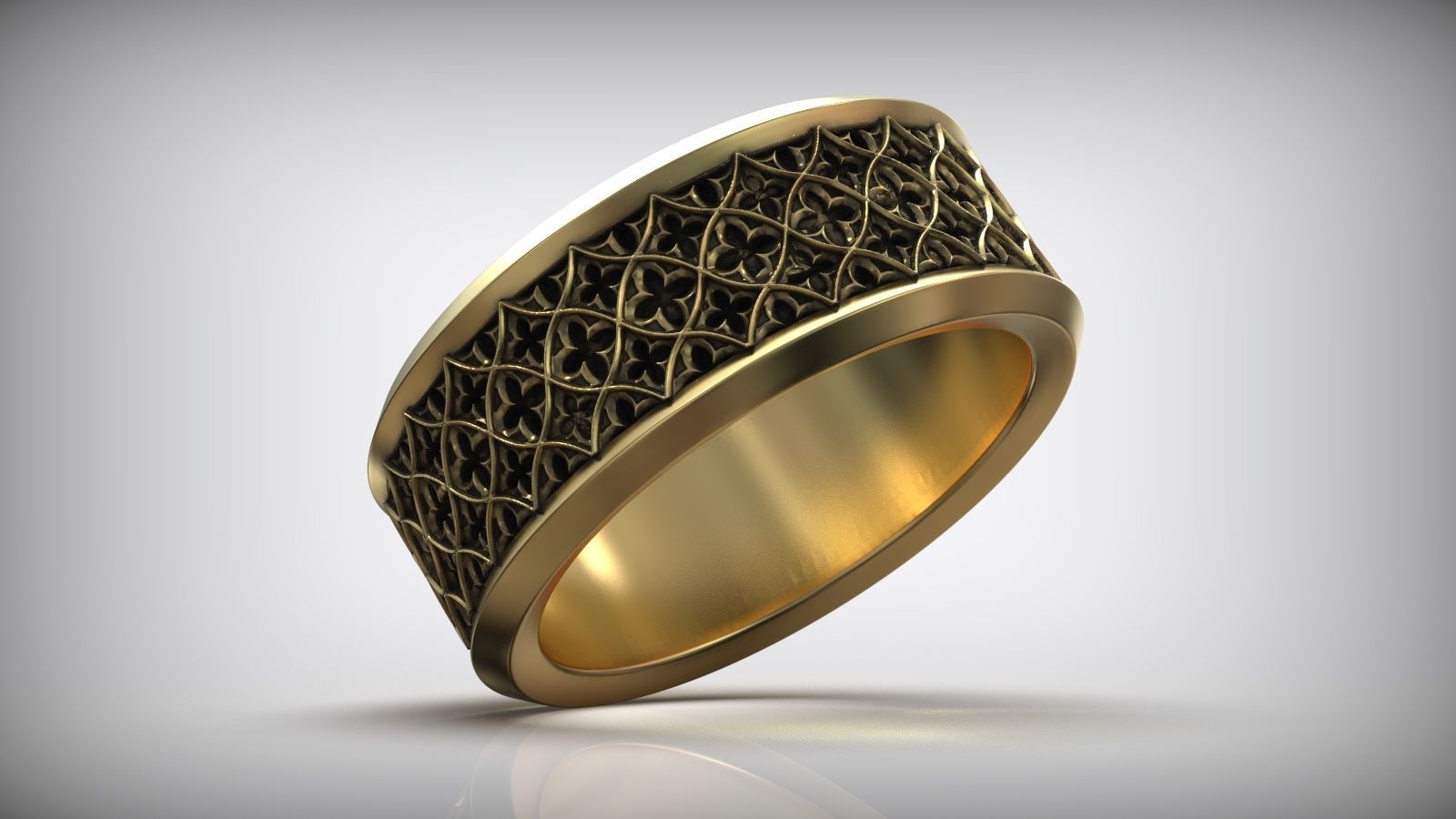 Goth Wedding Band Oxidized Vintage Gothic Ring 3D print model_4